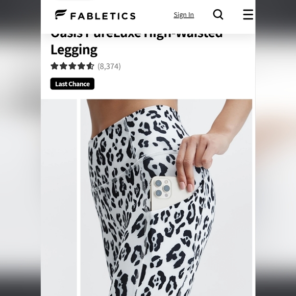 Fabletics, XXL short, oasis pureluxe leopard legging - Picture 2 of 10